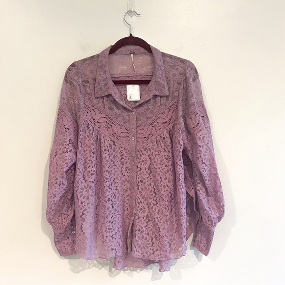 Free People Out West Top Lilac Lace Top Size Small NWT - Picture 4 of 14
